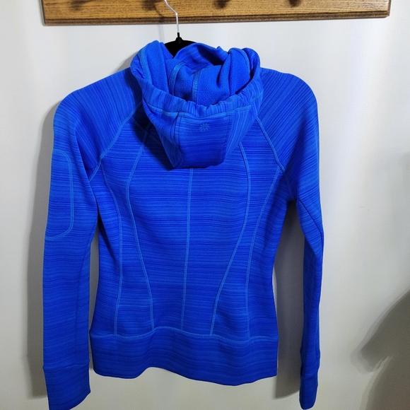 Athleta Striped Strength Full Zip Hoodie Macaw Blue, Size XS - Picture 3 of 8